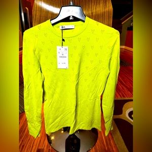 Zara green long sleeves top with hearts stitching